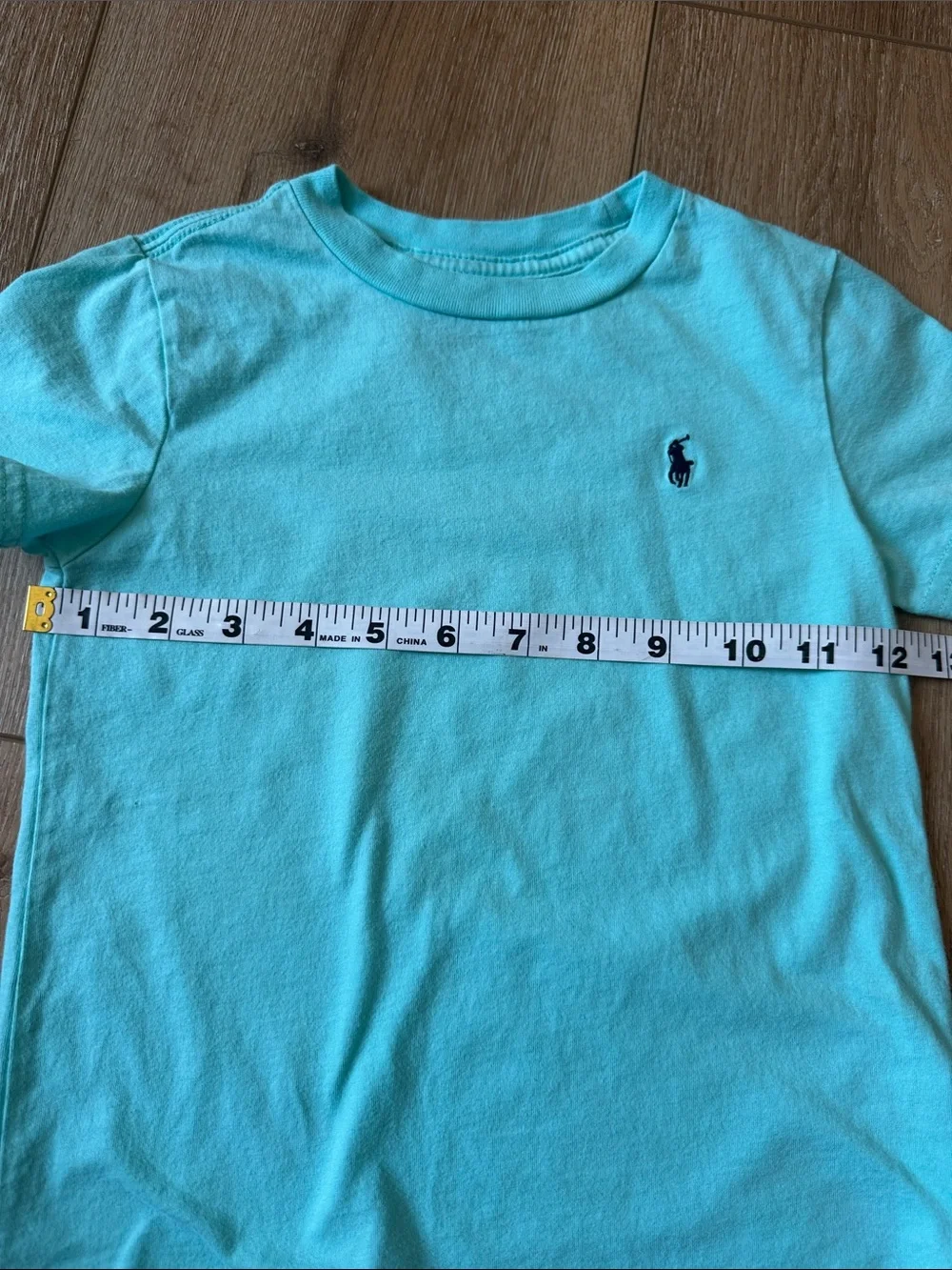 Ralph Lauren Boys Aqua T Shirt Navy Pony Logo Size 3T Cotton Short Sleeve